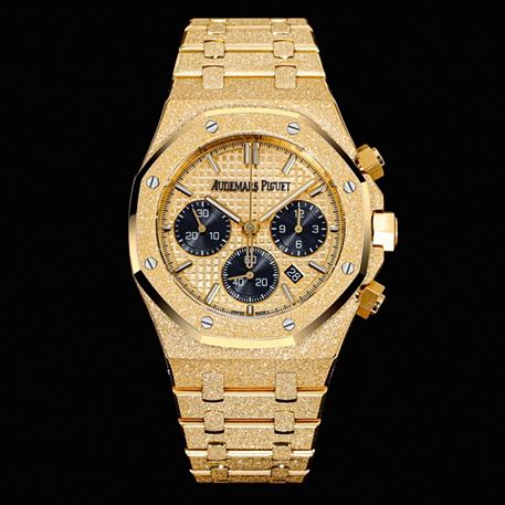 오데마피게 레플리카 시계 AUDEMARS PIGUET 오데마피게 로얄 오크 셀프와인딩 크로노그래프 41mm 골드 다이얼 블랙 카운터 오토매틱 옐로우 골드 브레이슬릿 시계 26240BA.GG.1324BA.01