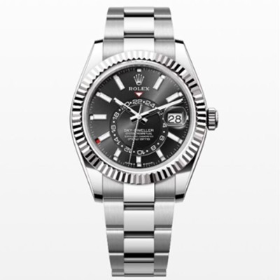 로렉스 레플리카 시계 ROLEX 롤렉스 스카이 드웰러 오이스터스틸 42mm 브라이트 블랙 다이얼 오토매틱 메탈 시계 336934