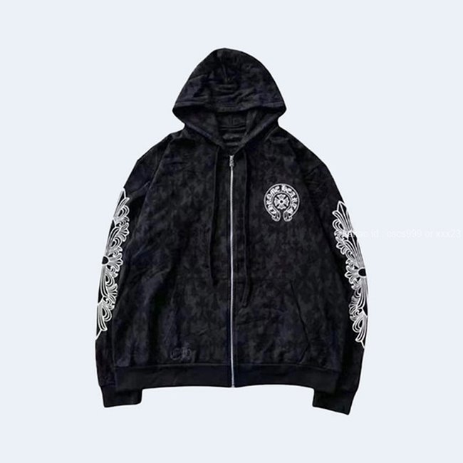 크롬하츠 블랙 토널 모노그램 스크롬 말굽 로고 후드집업 레플리카 미러급 SA급 S급 고퀄리티 의류 [남성여성공용]