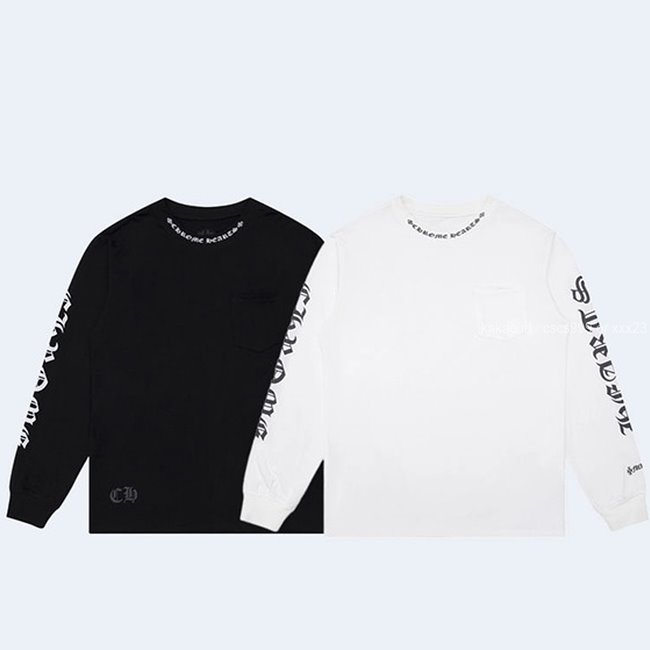 크롬하츠 암 레터링 크루넥 롱 긴팔 라운드 슬리브 티셔츠 (2 color) 레플리카 미러급 SA급 S급 고퀄리티 의류 [남성여성공용]