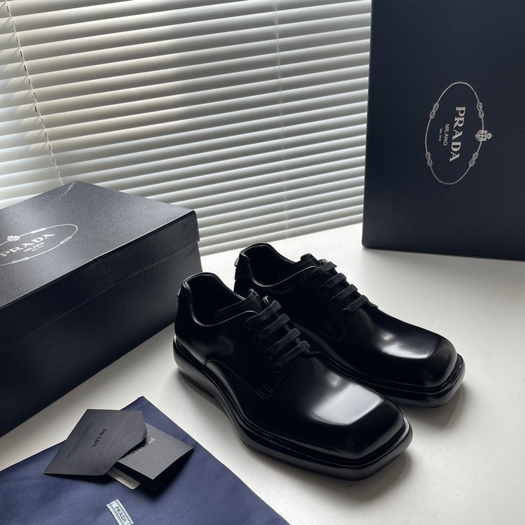 프라다 블랙 펜더 가죽 더비 슈즈 레플리카 미러급 SA급 S급 고퀄리티 신발 구두 [남성] - best