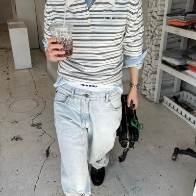 미우미우 카라 니트 레플리카 미러급 SA급 S급 고퀄리티 긴팔티셔츠 [남성여성공용] - best