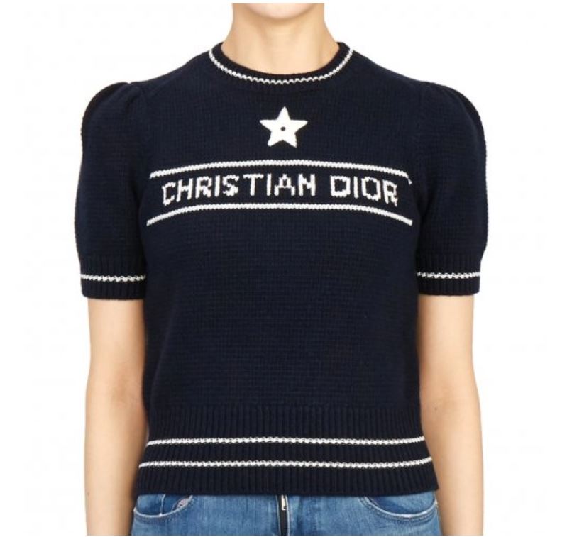 디올 로고 퍼프 울 캐시미어 반팔 스웨터 레플리카 미러급 SA급 S급 고퀄리티 반팔 니트 [여성]
