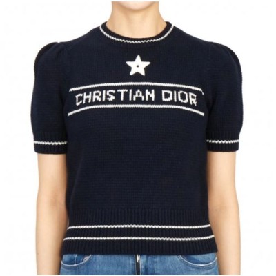 디올 로고 퍼프 울 캐시미어 반팔 스웨터 레플리카 미러급 SA급 S급 고퀄리티 반팔 니트 [여성]