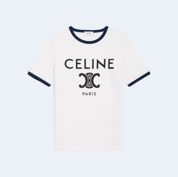 셀린느 트리오페 프린트 코튼 저지 티셔츠 화이트 레플리카 미러급 SA급 S급 고퀄리티 반팔 라운드 [여성]