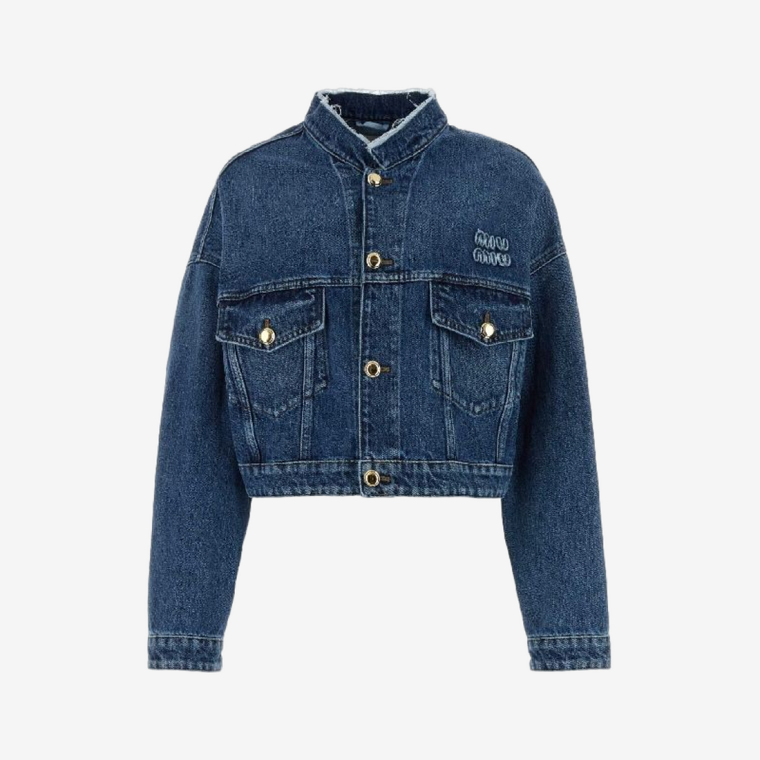 미우미우 레플리카 로고자수 트러커 데님 자켓