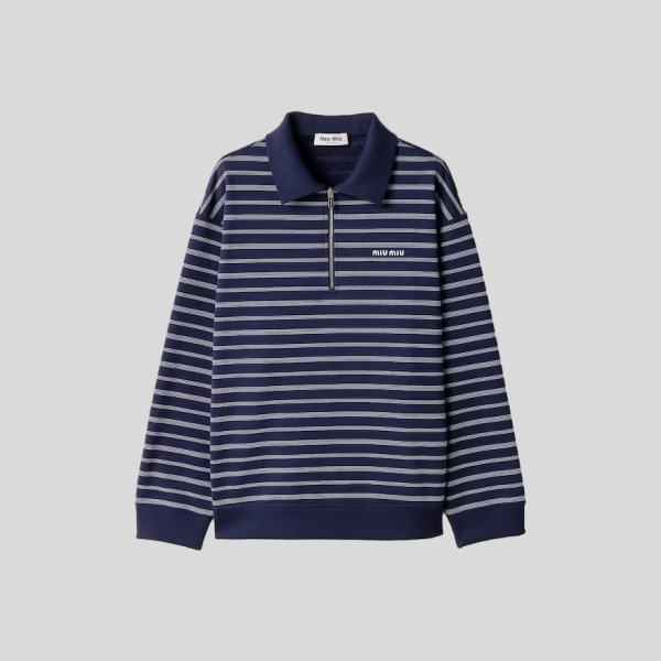 미우미우 스트라이프 지퍼 폴로 셔츠 레플리카 미러급 SA급 S급 고퀄리티 하이엔드 최상급 의류 [여성] - best